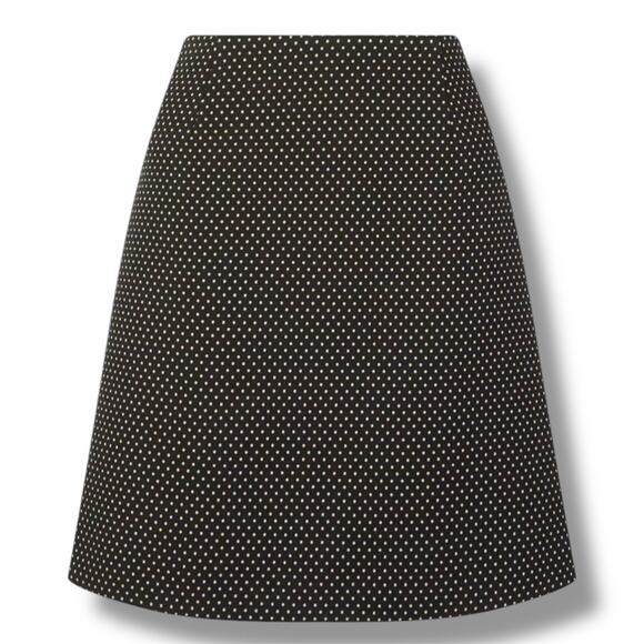 Hobbs London Black and Tan A-Line Skirt Size 6 Polka Dot Stretch Knit - Picture 1 of 8